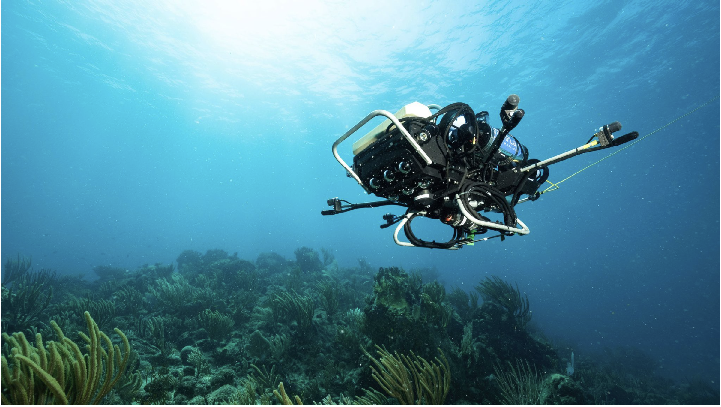 CUREE autonomous underwater vehicle surveying a coral reef